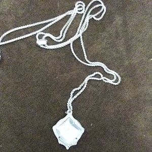 Kacey Silver Long Pendant Ivory Mother of Pearl